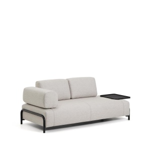 Canapea grej din textil pentru 2 persoane Compo Left Tray Kave Home