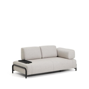 Canapea grej din textil pentru 2 persoane Compo Right Tray Kave Home