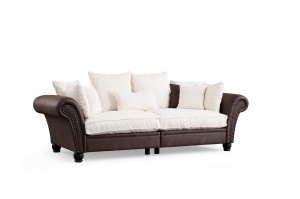 Canapea maro/alba din textil pentru 3 persoane Lawrence The Home Collection