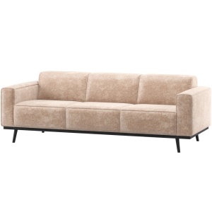 Canapea maro crem/neagra din catifea pentru 3 persoane Statement Woood