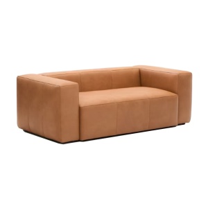 Canapea maro din piele pentru 2 persoane Blok Kave Home