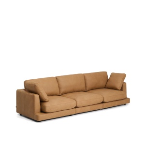 Canapea maro din piele pentru 4 persoane Gala Kave Home