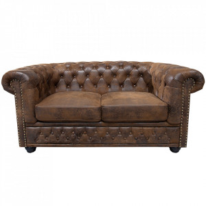 Canapea maro din poliester 150 cm Antique Chesterfield The Home Collection
