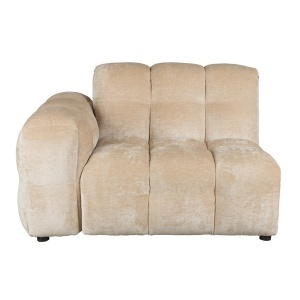 Canapea modulara bej din catifea 132 cm Hackman Corner Left Dutchbone