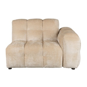 Canapea modulara bej din catifea 132 cm Hackman Corner Right Dutchbone