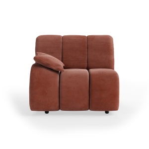 Canapea modulara crem magnolie din catifea 98 cm Wave Left Low Arm HKliving