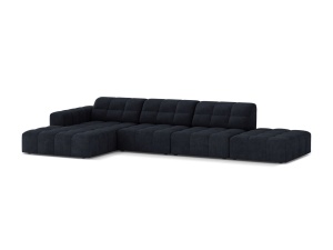 Canapea modulara cu colt albastru navy din textil pentru 5 persoane Jennifer Chenille Left Micadoni