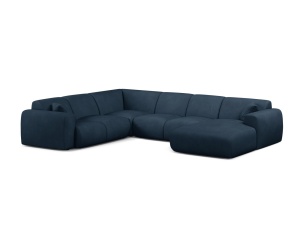 Canapea modulara cu colt albastru royal din textil pentru 6 persoane Molino Panoramic Chenille Rebel Left Micadoni