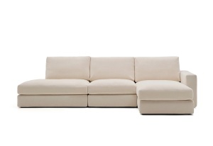 Canapea modulara cu colt bej din textil pentru 5 persoane Alea Chenille Right Kave Home