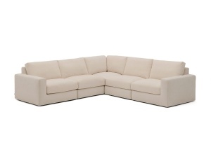 Canapea modulara cu colt bej din textil pentru 5 persoane Alea Chenille Kave Home