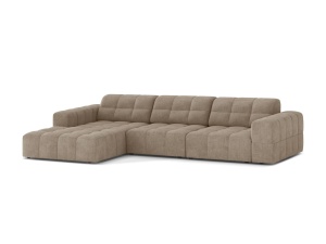 Canapea modulara cu colt bej inchis din textil pentru 4 persoane Jennifer Chenille Left 294 Micadoni