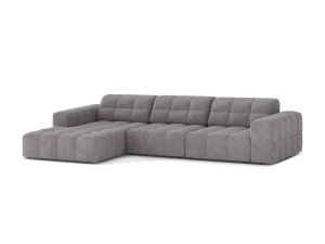 Canapea modulara cu colt gri deschis din textil pentru 4 persoane Jennifer Chenille Left 294 Micadoni