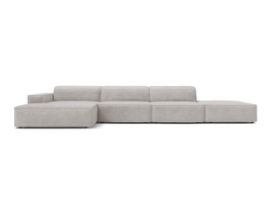 Canapea modulara cu colt gri deschis din textil pentru 5 persoane Jodie Liberty Left Micadoni