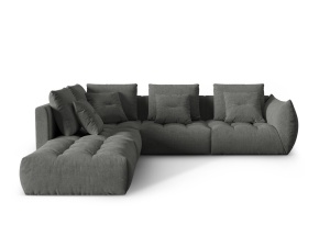 Canapea modulara cu colt gri inchis din textil pentru 4 persoane Bloom Wind Left Micadoni