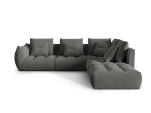 Canapea modulara cu colt gri inchis din textil pentru 4 persoane Bloom Wind Right Micadoni