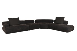 Canapea modulara cu colt maro inchis din textil pentru 7.5 persoane Rembrandt Left Zuiver