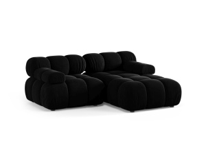 Canapea modulara cu colt neagra din catifea pentru 3 persoane Bellis Right Micadoni
