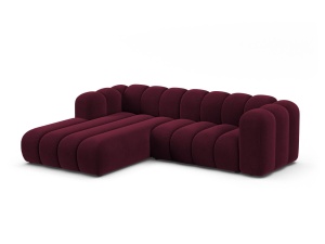 Canapea modulara cu colt rosu burgund din catifea pentru 4 persoane Lupine Left Micadoni