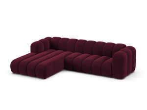 Canapea modulara cu colt rosu burgund din catifea pentru 4 persoane Lupine Left Micadoni