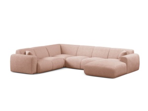 Canapea modulara cu colt roz din textil pentru 6 persoane Molino Panoramic Boucle Left Micadoni