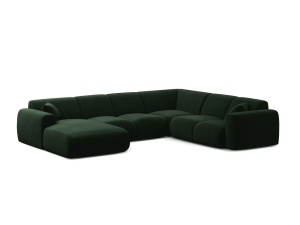 Canapea modulara cu colt verde din catifea pentru 6 persoane Molino Panoramic Right Micadoni