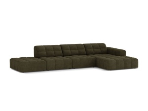 Canapea modulara cu colt verde din textil pentru 5 persoane Jennifer Chenille Right Micadoni