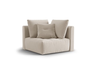 Canapea modulara ecru din catifea pentru 1 persoana Bloom Corner Micadoni
