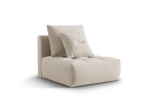 Canapea modulara ecru din catifea pentru 1 persoana Bloom Middle Micadoni