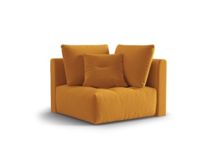 Canapea modulara galbena din catifea pentru 1 persoana Bloom Corner Micadoni