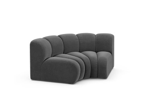 Canapea modulara gri din catifea pentru 1 persoana Lupine Venus Corner Micadoni