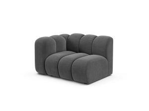 Canapea modulara gri din catifea pentru 1 persoana Lupine Venus Left Micadoni