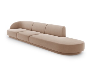 Canapea modulara maro cappuccino din catifea pentru 4 persoane Miley Bluvel Right Micadoni