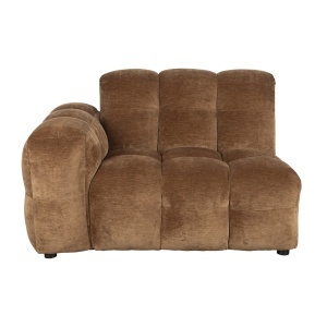 Canapea modulara maro coniac din catifea 132 cm Hackman Corner Left Dutchbone