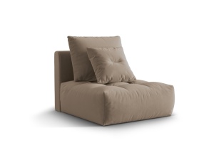 Canapea modulara maro deschis din catifea pentru 1 persoana Bloom Middle Micadoni