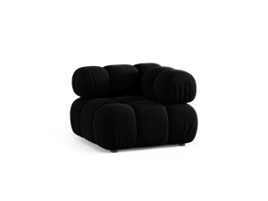 Canapea modulara neagra din catifea pentru 1 persoana Bellis Corner Micadoni