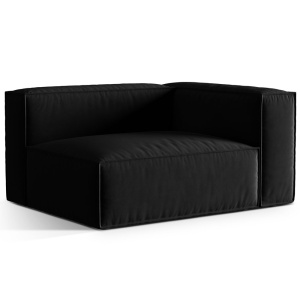 Canapea modulara neagra din catifea pentru 2 persoane Nuria Right Parisian Micadoni