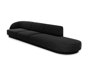 Canapea modulara neagra din textil pentru 4 persoane Miley Chenille 323 Right Micadoni