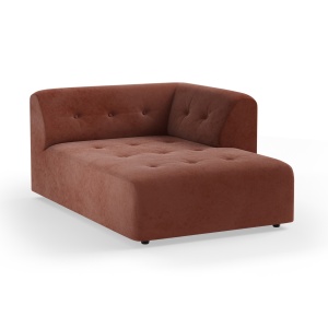 Canapea modulara roz din catifea 160 cm Vint Right Divan HKliving