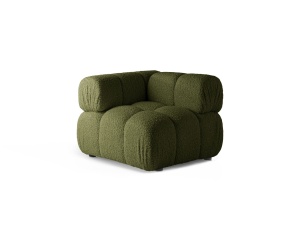 Canapea modulara verde din textil pentru 1 persoana Bellis Boucle Corner Micadoni
