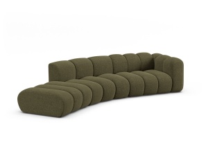 Canapea modulara verde din textil pentru 5 persoane Lupine Chenille Right Micadoni