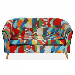 Canapea multicolora din poliester si lemn pentru 2 persoane Brais Single Sofa Versa Home