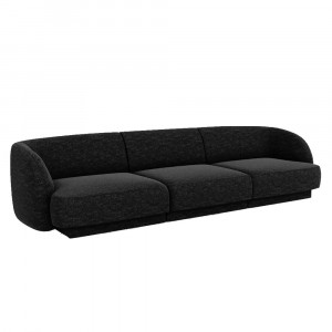 Canapea neagra din textil pentru 3 persoane Miley Chenille Micadoni
