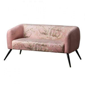 Canapea roz din catifea si fier 140 cm Elbert The Home Collection