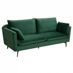 Canapea verde din catifea si metal 210 cm Famous The Home Collection