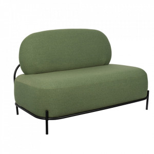 Canapea verde din poliester si fier pentru 2 persoane Polly Green White Label