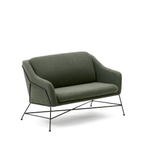 Canapea verde din textil pentru 2 persoane Brida Kave Home