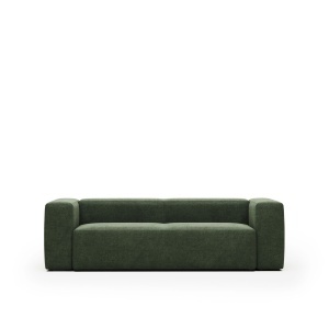 Canapea verde din textil pentru 3 persoane Blok Chenille FR Kave Home