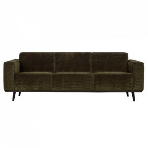 Canapea verde din textil pentru 3 persoane Statement Woood