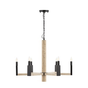 Candelabru din piatra bej cu 6 becuri Natalie Thai Natura