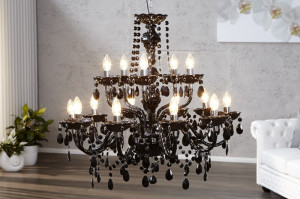 Candelabru negru din plastic cu 15 becuri Diamonds The Home Collection